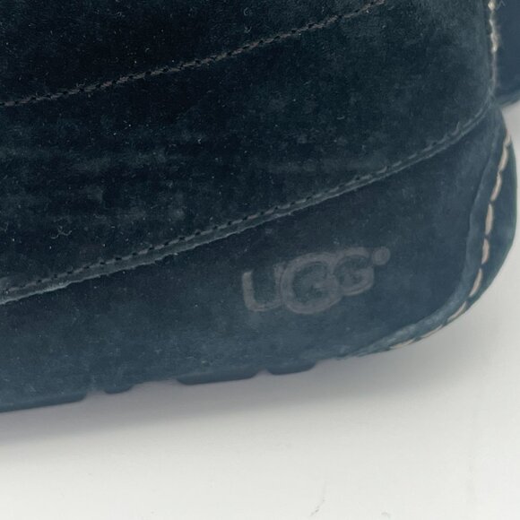 Ugg Chickaree black suede sheepskin bootie tie up plush mocassin Women's size 6 - Picture 5 of 11